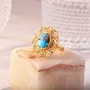 خاتم مع حجر الفيروز الطبيعي 
