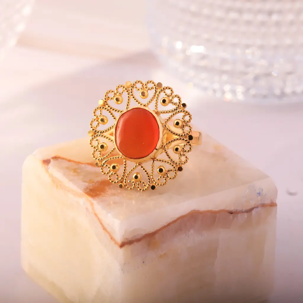 خاتم وردة العقيق 