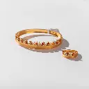 خاتم و بنجري مميز مرصع باللؤلؤ البحريني الطبيعي،